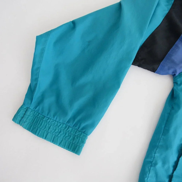 Vintage 90'S Great Canadian Rugged Wear Teal In Blue Zip Up Windbreaker Jacket - Picture 10 of 14